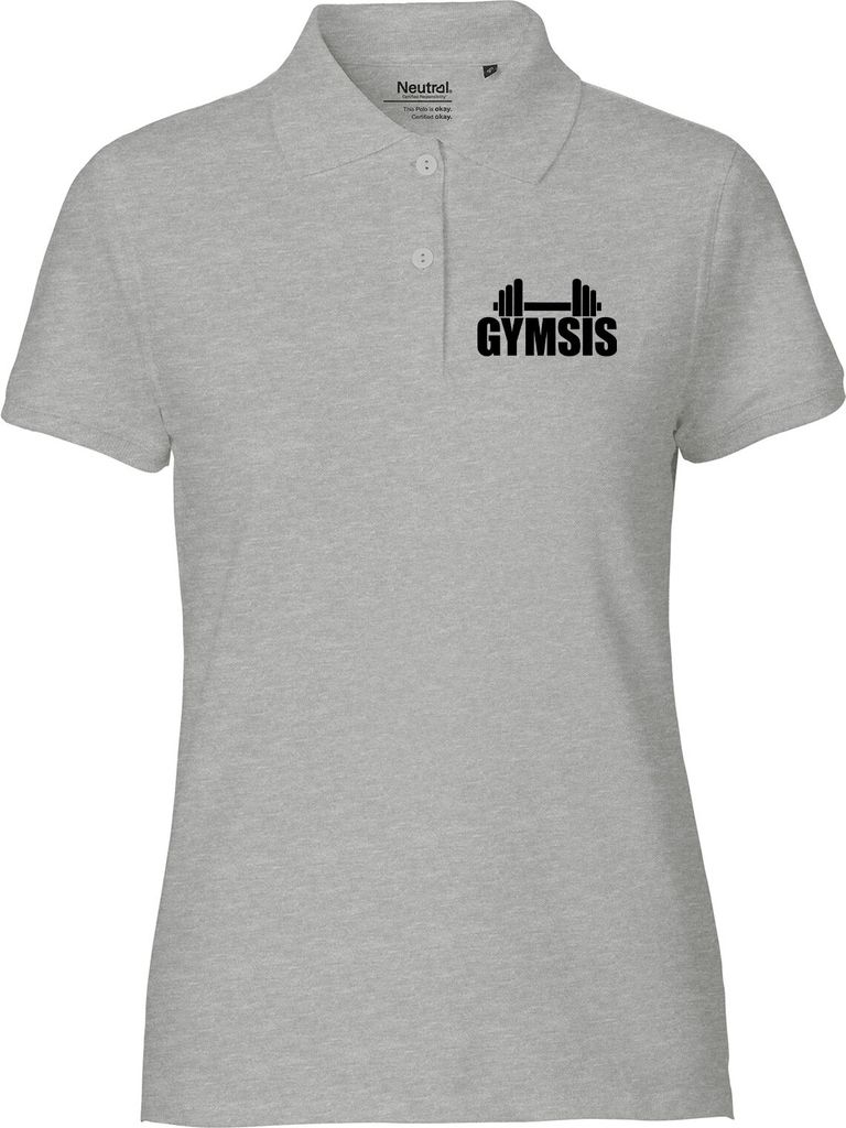 Huuraa Damen Polo Shirt Gymsis Hantel XS Sport Grey Bio Baumwolle Fairtrade Poloshirt Geschenkidee