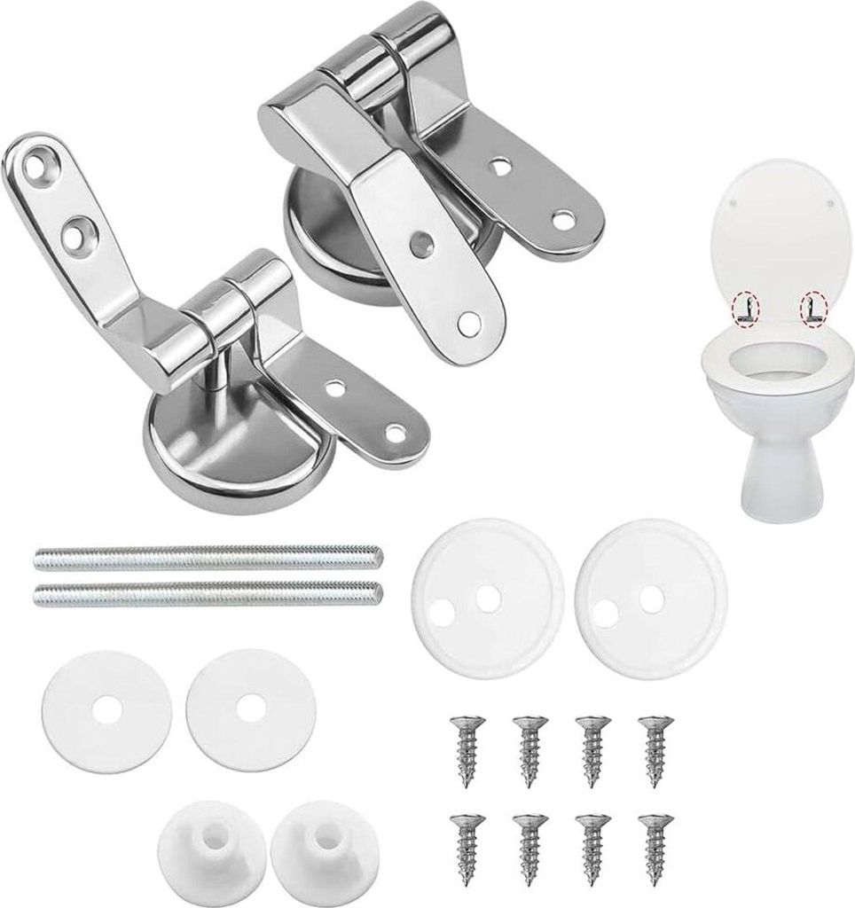 WC-Sitz-Scharniere Ersatzteile - Zinklegierungs-Scharnierset für Toilettendeckel mit Absenkautomatik, passend für alle Sitze