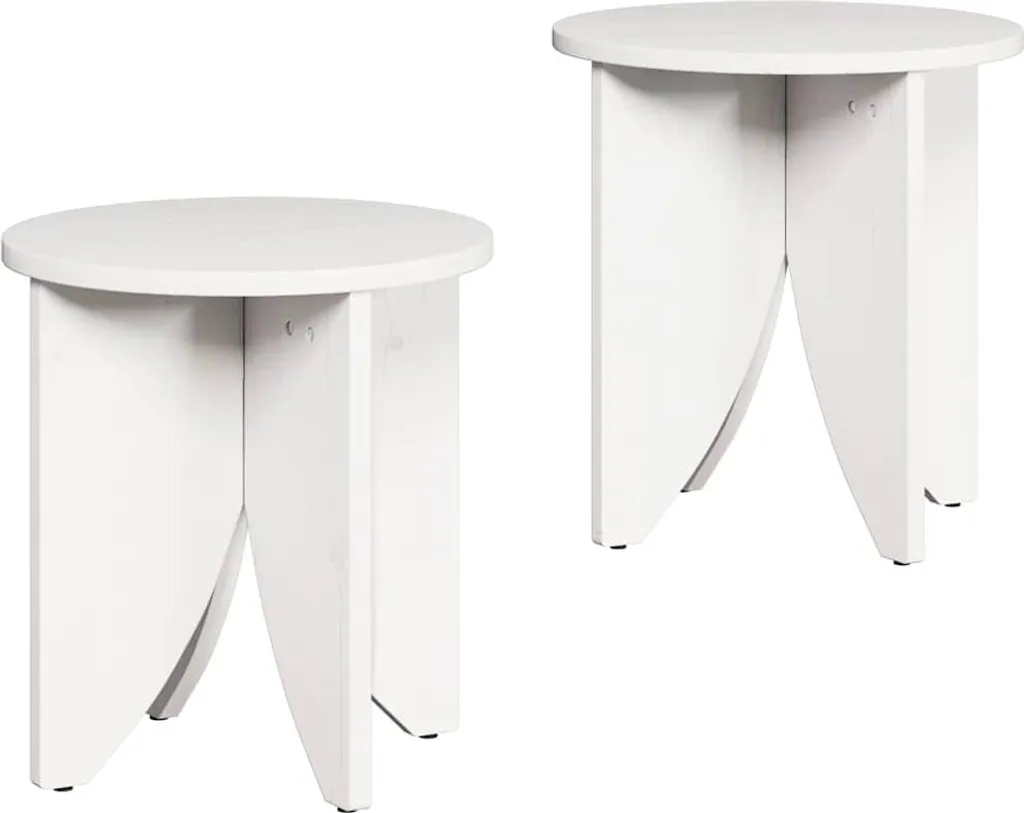 Set 2 Tavolini Bianco vidaXL 41,5x41,5 cm in Pino Massiccio Offerta
