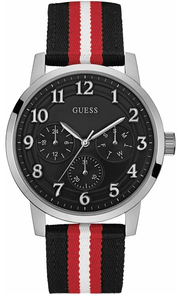 Montre Guess Brooklyn W0975G1 pour Homme - Bracelet en Cuir Noir et Acier