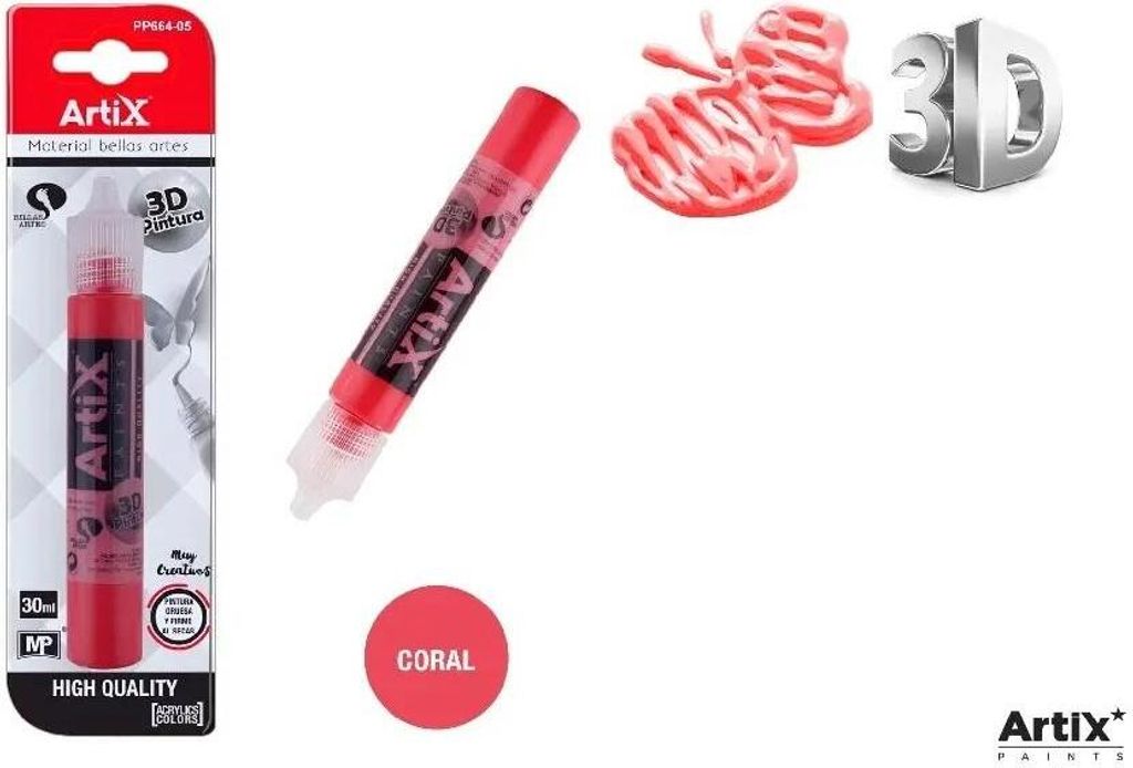 3D-Strukturfarbe Korallenrot 30 ml – Artix