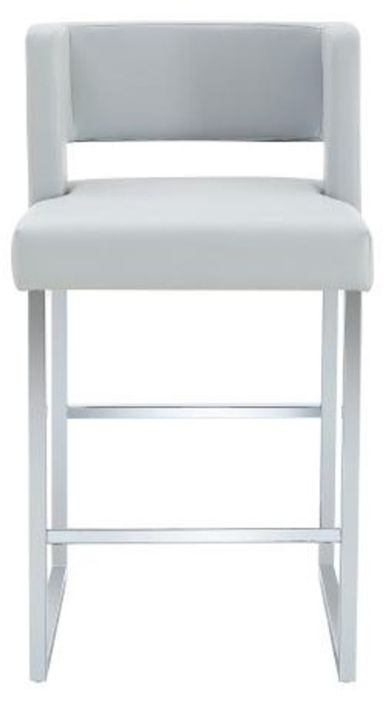 Barstuhl Set 2 Stueck Hellgrau Silber nordischer Stil quadratisches Design Metallbeine leicht komfortabel Kuechenstuhl Restaurantstuhl 48 x 53,3 x ...