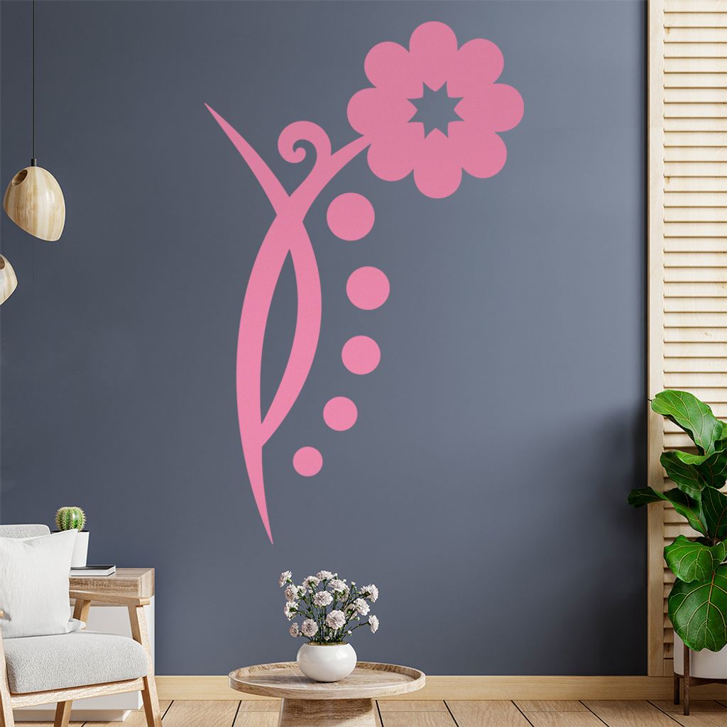 Blume - Linien Punkte Wandtattoo in 6 Größen - Wandaufkleber Wall Sticker - Dekoration, Küche, Wohnzimmer, Schlafzimmer, Badezimmer