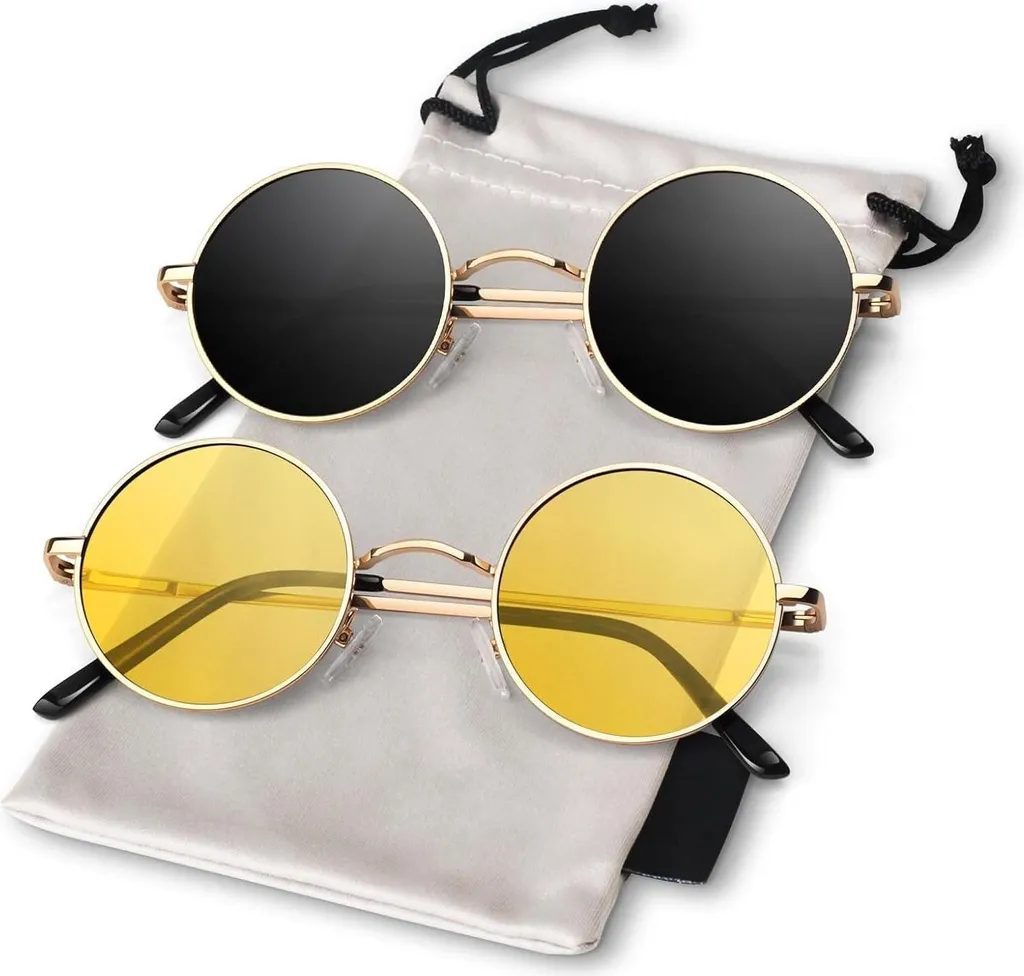 Occhiali Vintage Uomo Rotondi Anni 70 - Polarizzati UV400 Cat 3 CE - 1