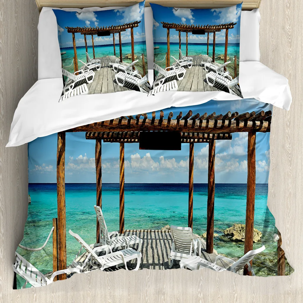 Copripiumino Estivo Antiacaro ABAKUHAUS Bianco Marrone e Blu