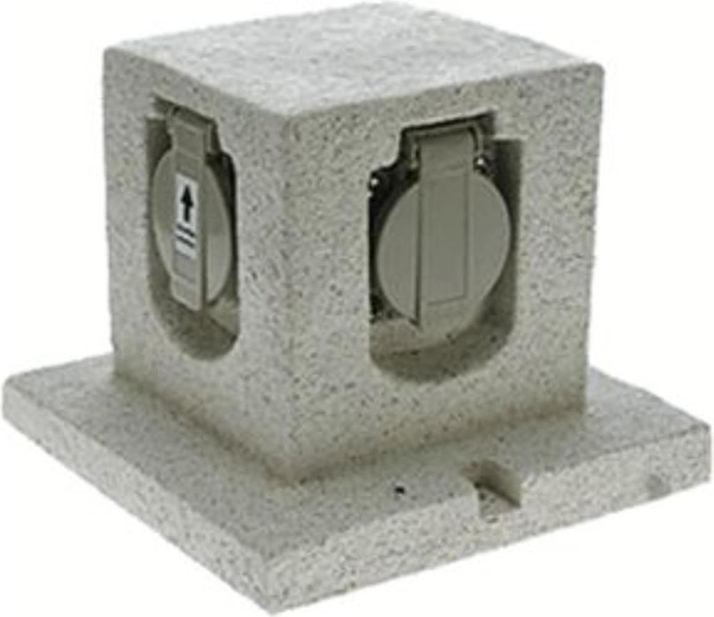 Heitronic 36315 Gartensteckdose Mehrfachsteckdose Verteiler Granit Grau Matt 5m