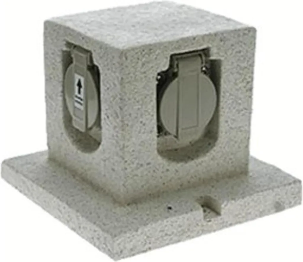 Bloc multiprise de jardin aspect rocher avec 4 prises étanches IP44