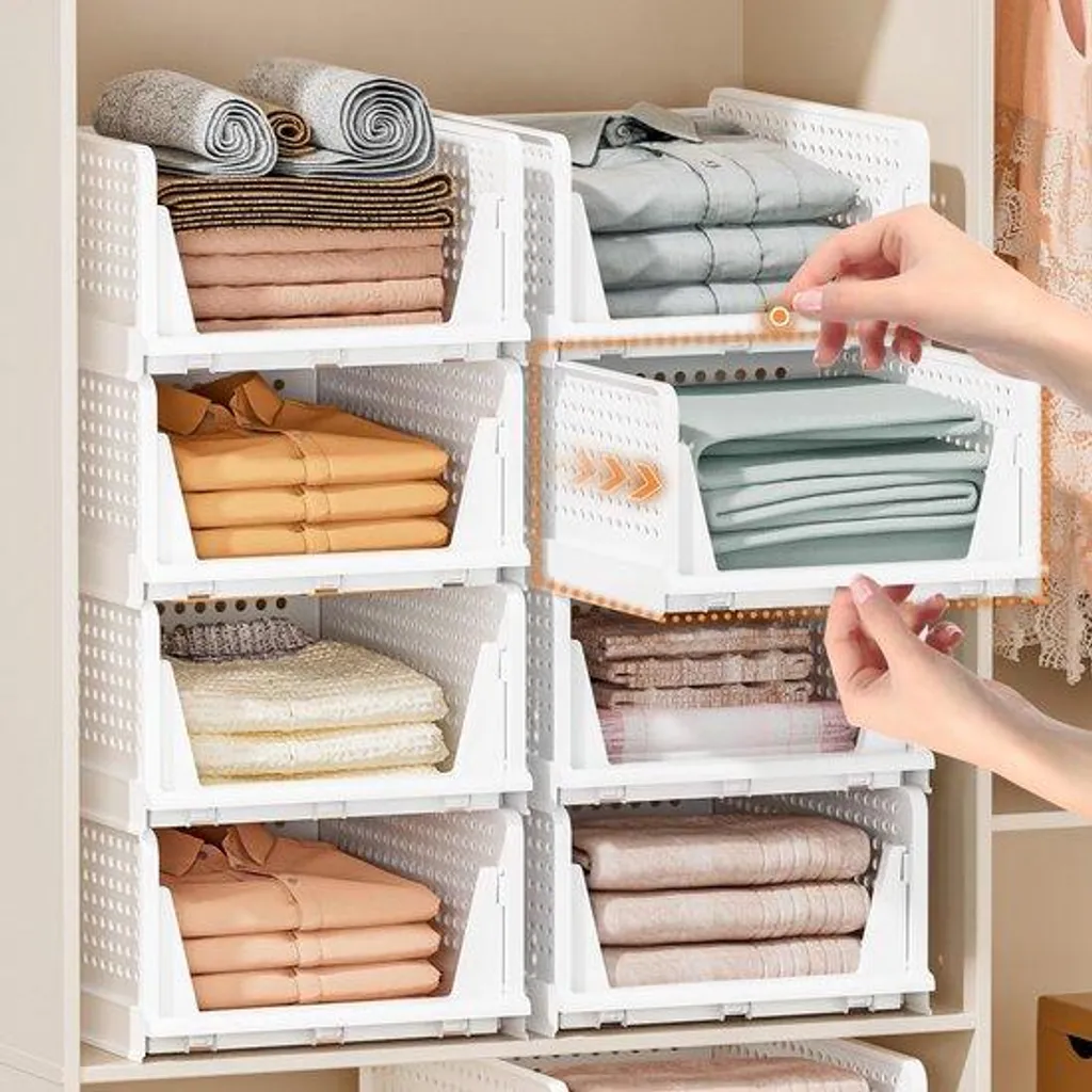 Bac de rangement 5L rabattable en lot de 5 pour armoire modulable