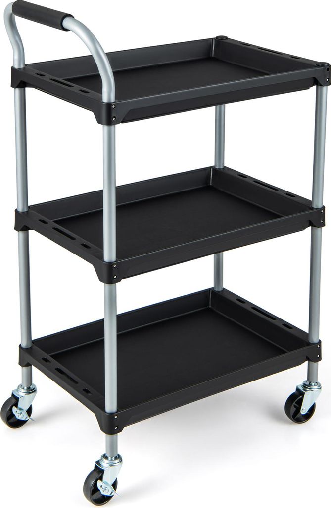 COSTWAY Rollwagen Werkstattwagen, mobiler Werkzeugwagen mit 3 Etagen, gepolstertem Griff&Rollen, Transportwagen für Garage, Lager, Küche, 64x40x1...