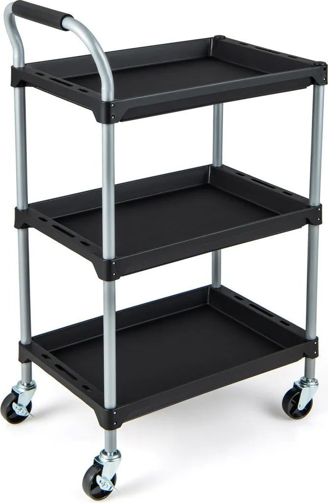 COSTWAY Chariot d'atelier à 3 étagères mobile pour garage 64x40x102 cm