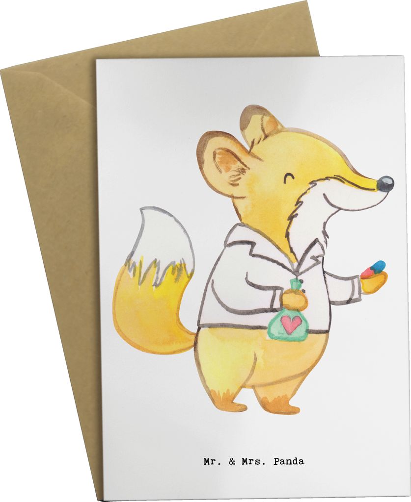 Mr. & Mrs. Panda Grußkarte Apotheker Herz - Weiß - Geschenk, krank, Beileidskarte, Pharmazie, glückwunschkarten, osterkarten, weihnachtskarten, ...