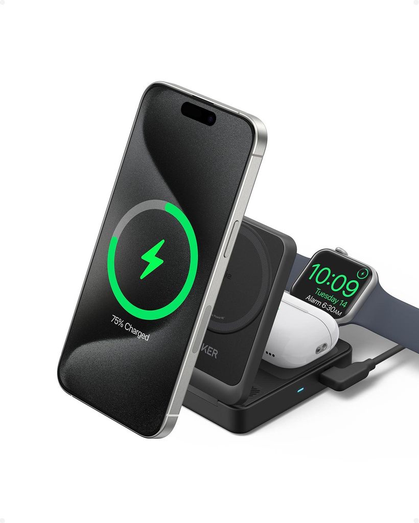 Chargeur magnétique Anker MagGo 15W 3in1 noir Image du produit 
