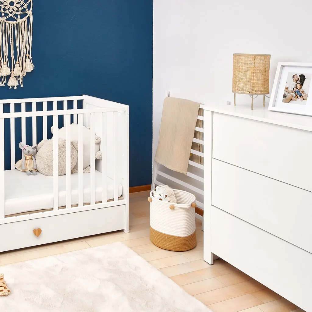 Commode à langer ATB 101 x 85 x 75 cm avec tiroirs pour chambre bébé - 7