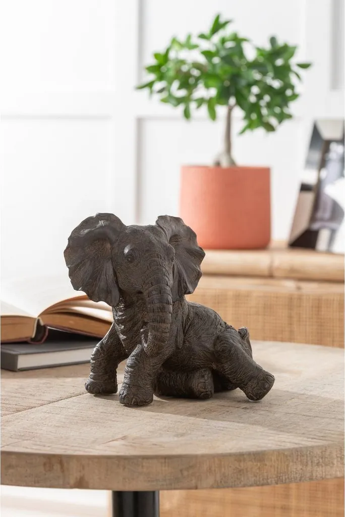 Figurine Éléphant Décorative J-Line Marron pour Salon et Bibliothèque - 2