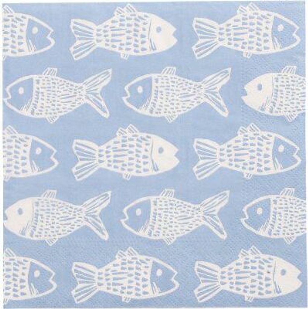 200 Servietten, 3-lagig 1/4-Falz 33 cm x 33 cm "Fish" Fisch
