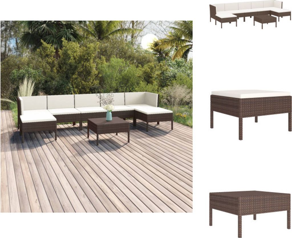 vidaXL 8-tlg. Garten-Lounge-Set mit Auflagen Poly Rattan Braun - Gartenmöbel-Sets