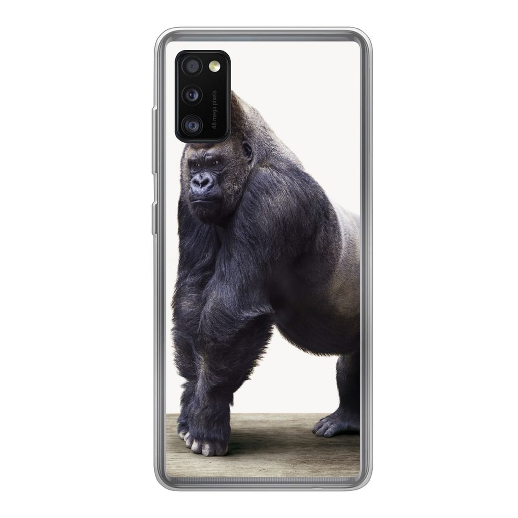 MuchoWow Handyhülle Schutzhülle Hülle für Samsung Galaxy A41 Gorilla - Tiere - Jungen - Mädchen - Kinder Silikon Softcase Handy Hülle - Mob...