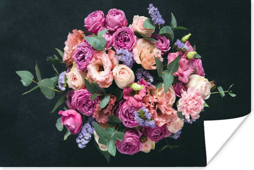 MuchoWow Poster Blumen - Pastell - Rosa 90x60 cm - Schlafzimmer