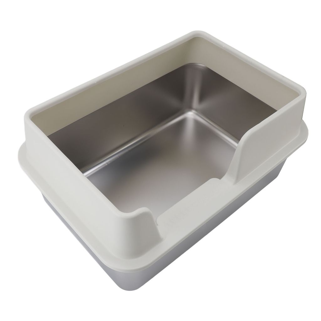 Bewinner Edelstahl Katzentoilette 19.7 x 13.8 x 9.8in - Open Top High Side Large Litter Pan mit Schaufel - Antihaft Glatte Oberfl?che Katzentoilett...