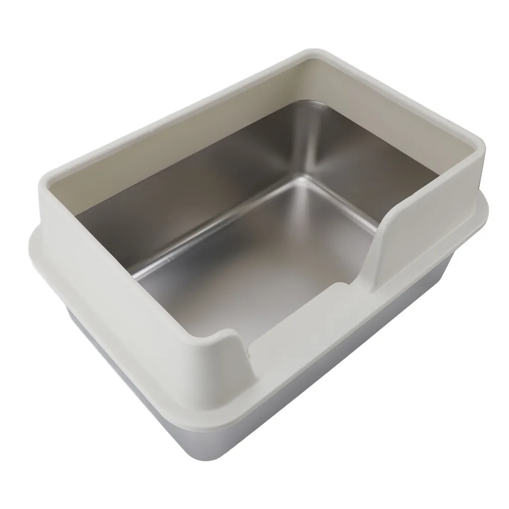 Maison de toilette ouverte pour chat en inox hygiénique et anti-odeurs