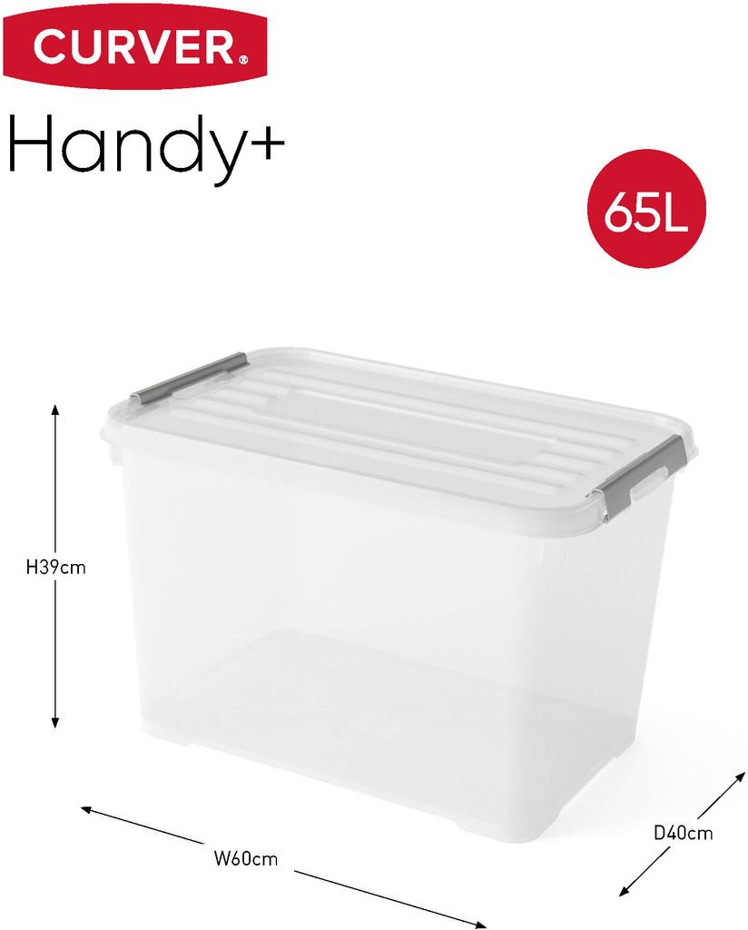 3 curver HANDY Aufbewahrungsboxen 65,0 l transparent 60,0 x Produktbild 