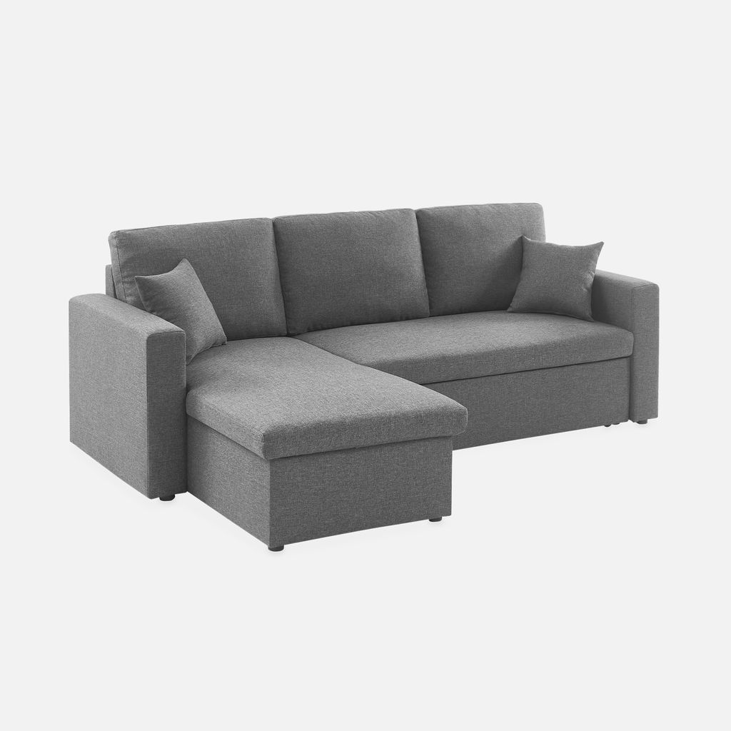 sweeek - 3-Sitzer Ecksofa mit Schlaffunktion - Grau
