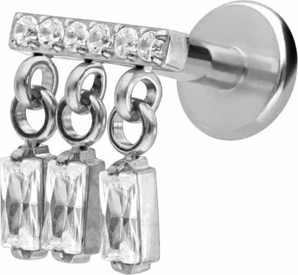 Ohrpiercing, Nasenpiercing Titan Labret mit Innengewinde WINDSPIEL Silber Stablänge: 5mm | Stabstärke: 1,2mm