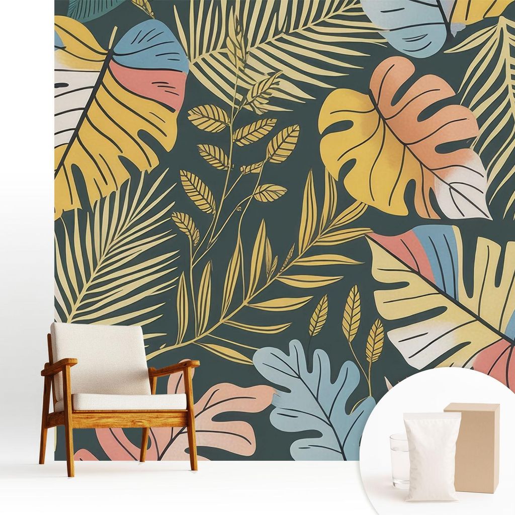 Fototapete - 250x250 cm - Tapete - Wandtapete - Wandbilder - Dekofolie - Tapete Folie - Wand - Dekoration - Wohnzimmer - Tropische Energie