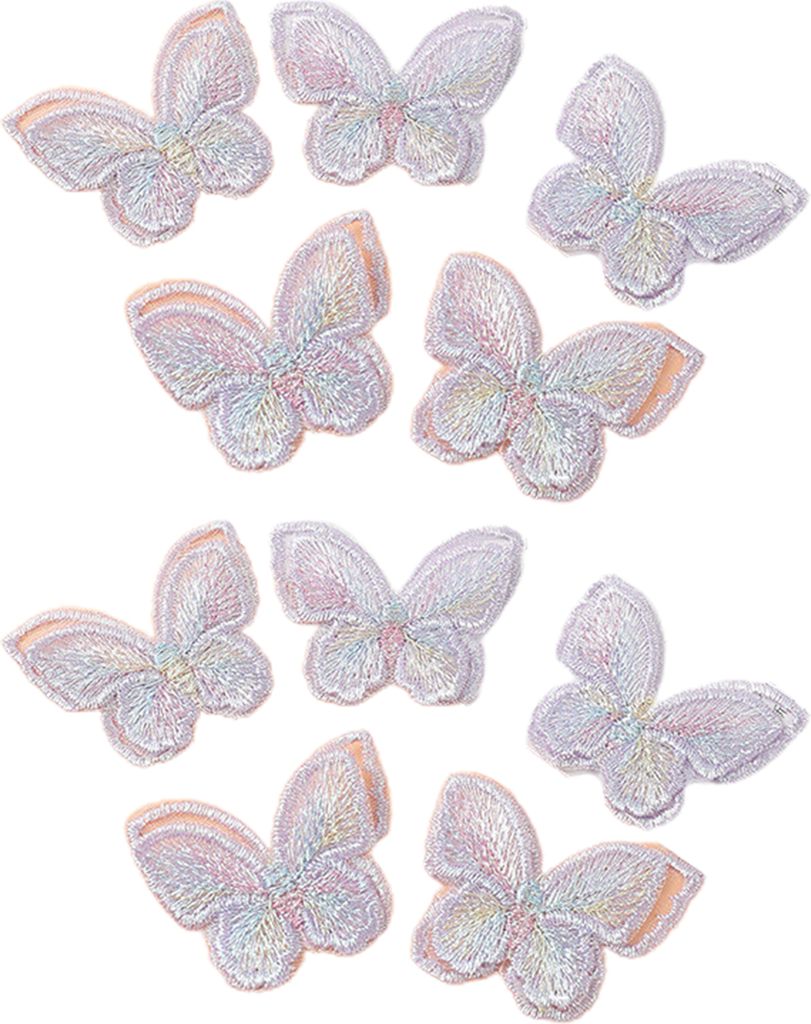 10pcs Butterfly Applices exquisite Kunsthandwerk Doppelschichten DIY Stickerei Schmetterlingsflecken Bastelblumenzubehör-Helles Lila