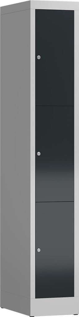 Schließfachschrank, Fächerschrank 3 Fächer Spind 180x30x50cm, lichtgrau/anthrazitgrau X-5203318