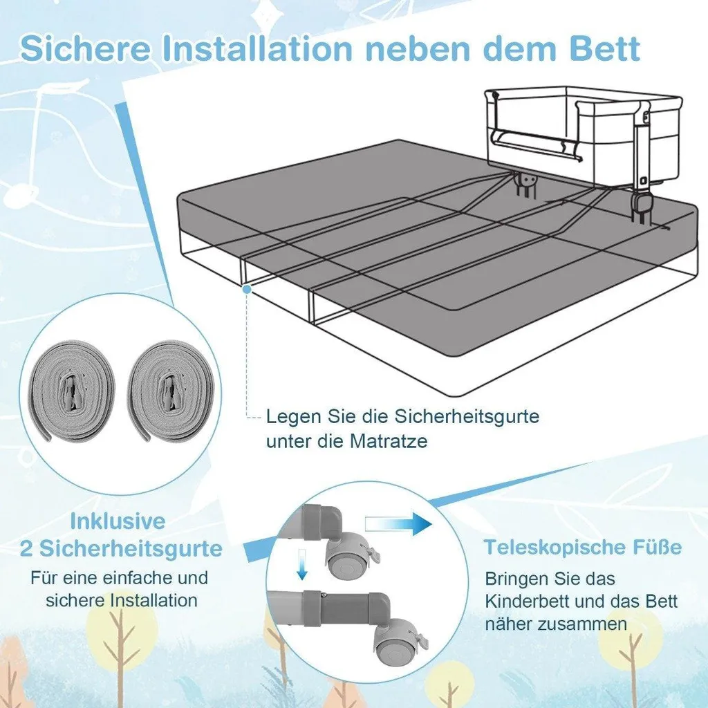 Lit bébé évolutif et lit d'appoint pliable avec rangement et matelas doux - 4