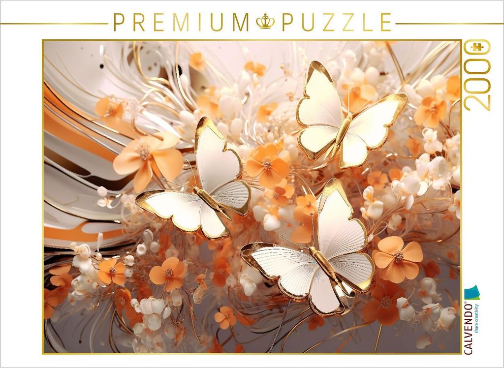 CALVENDO Puzzle Schmetterlinge auf edlen Blüten in Orange Produktbild 