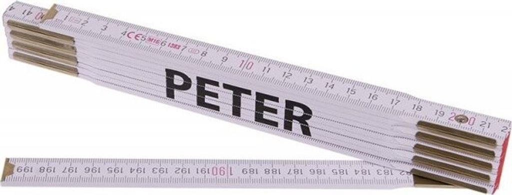 LEVIOR - Zollstock (Gliedermaßstab) 2m PETER (PROFI, weiß, Holz)