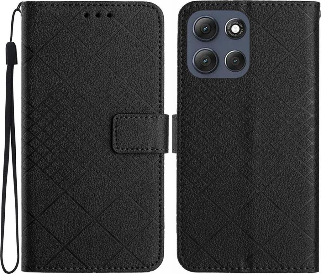 Motorola Moto G56 Hülle - Coverup Rhombus Klapphülle - Schwarz