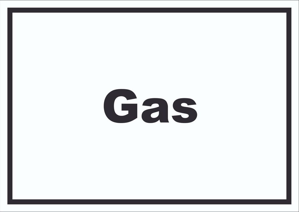 Gas Schild mit Text Anschluss waagerecht A3 Rückseite selbstklebend