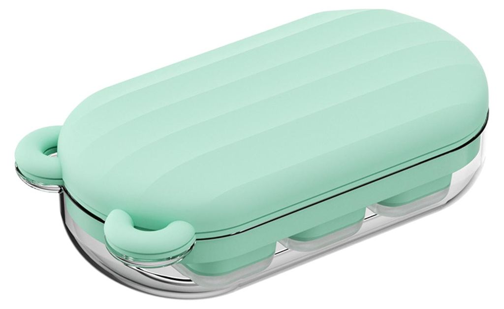 Eiswürfelform mit dicht schließendem Deckel, großes Fassungsvermögen, Silikon-Eiswürfelform mit Ein-Klick-Entriegelung, weicher Boden, gefrier...
