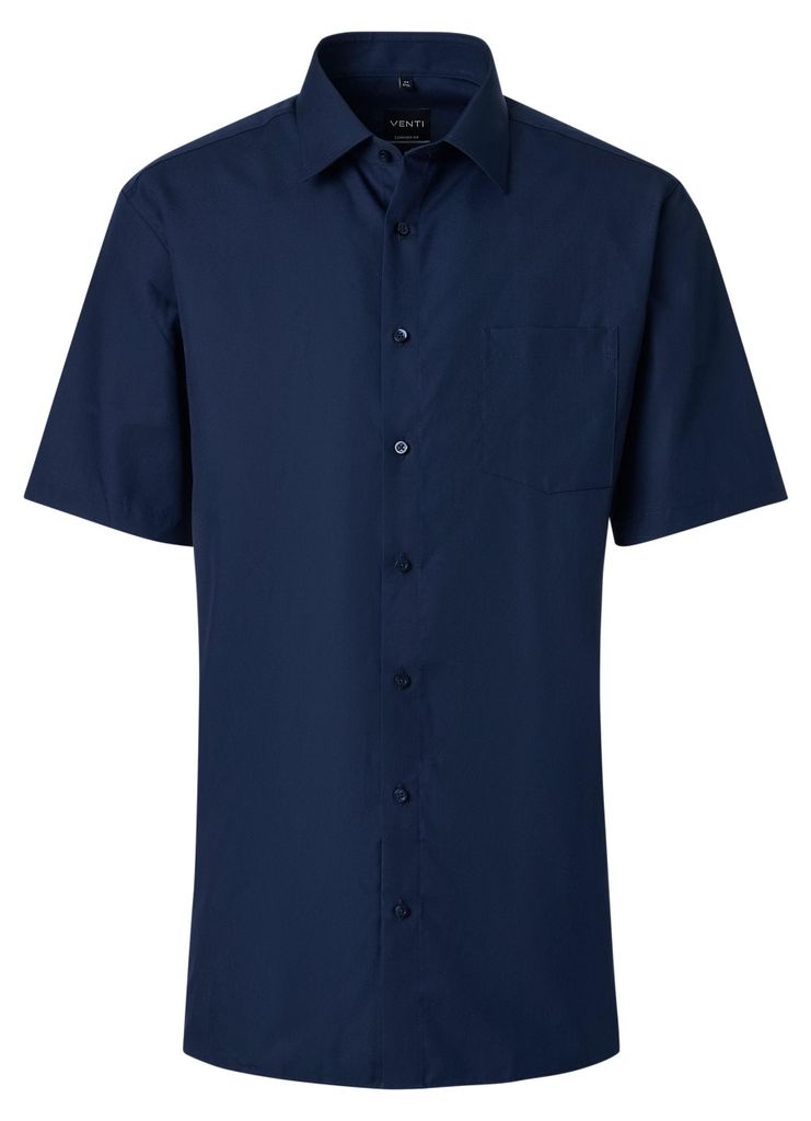 VENTI Herren Businesshemd Kurzarm Kent Comfort-Fit Marine 46