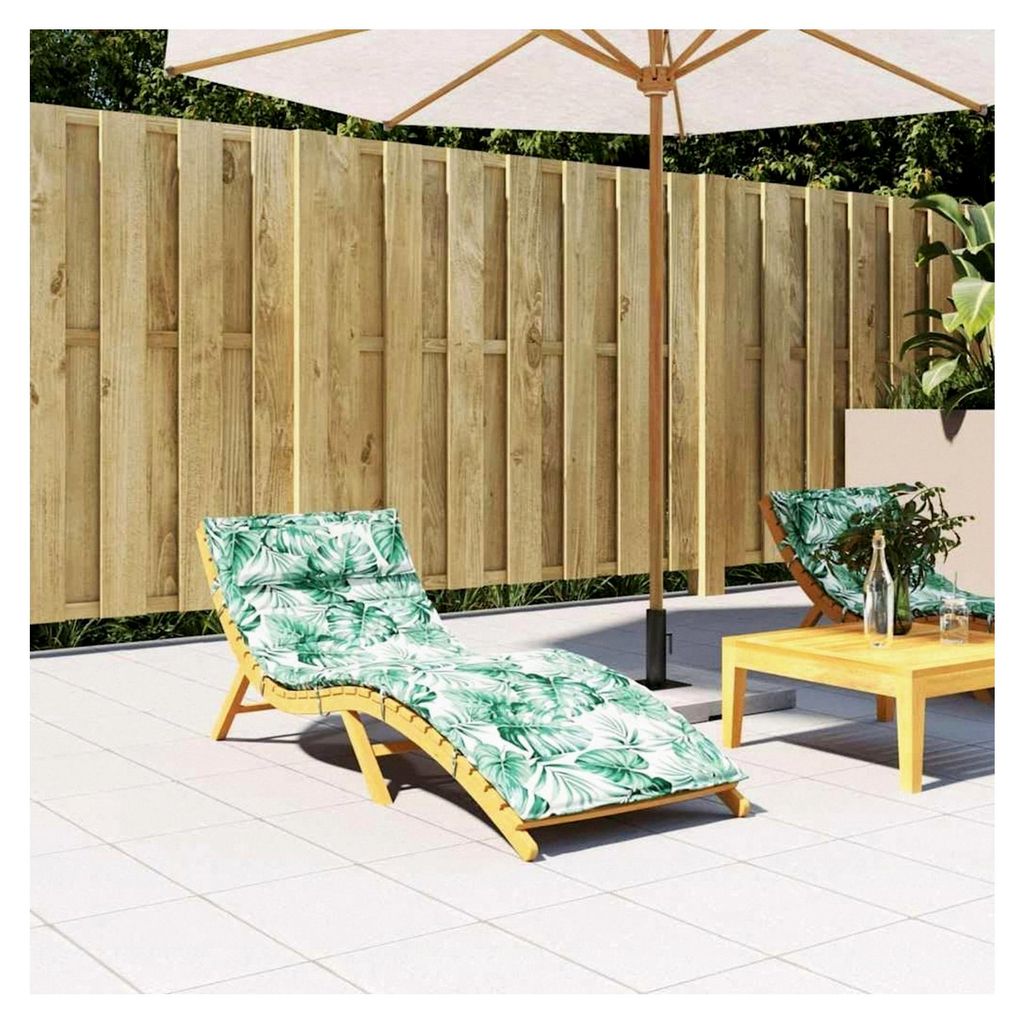 Liegenauflage für Gartenliege, Polsterauflage im Blattmuster 180x60x4cm aus Oxford-Gewebe