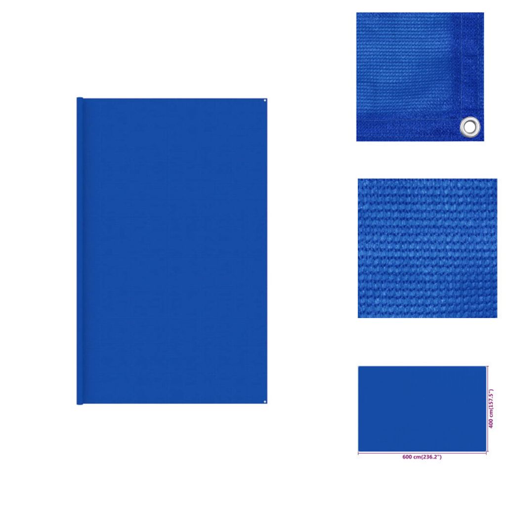 vidaXL Zeltteppich 400x600 cm Blau HDPE - Zeltzubehör