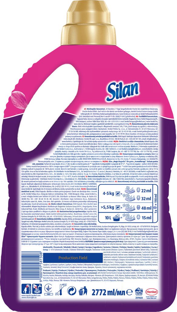 Silan, Płyn do płukania Magic Magnolia, 2,77 l Obrázek produktu 2