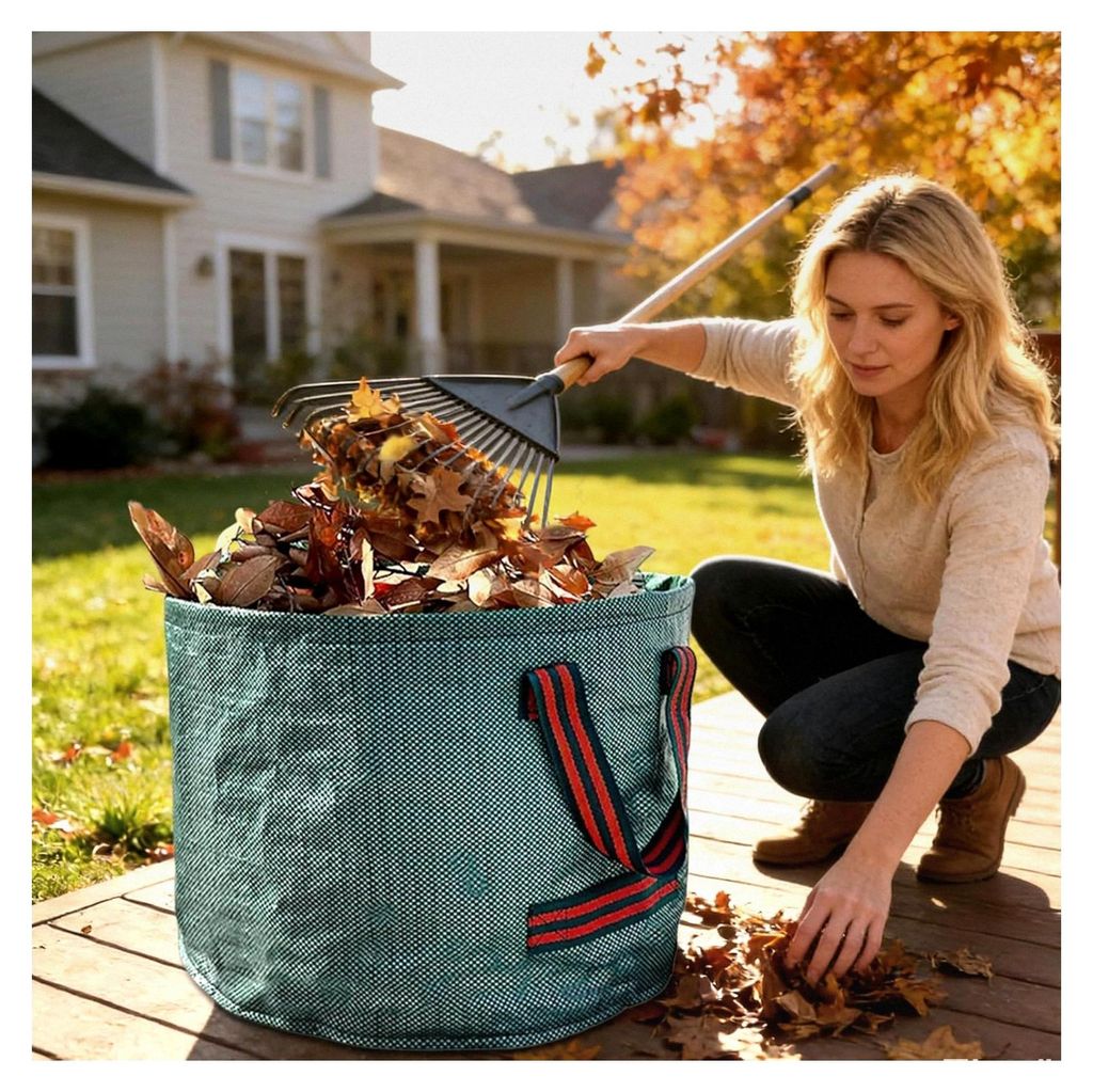 Wiederverwendbare Rasensäcke, strapazierfähig, Laubsammler mit Griffen für Garten, Terrasse, Camping, Park, Grasschnitt, Abfall, Schmutz, Recycling