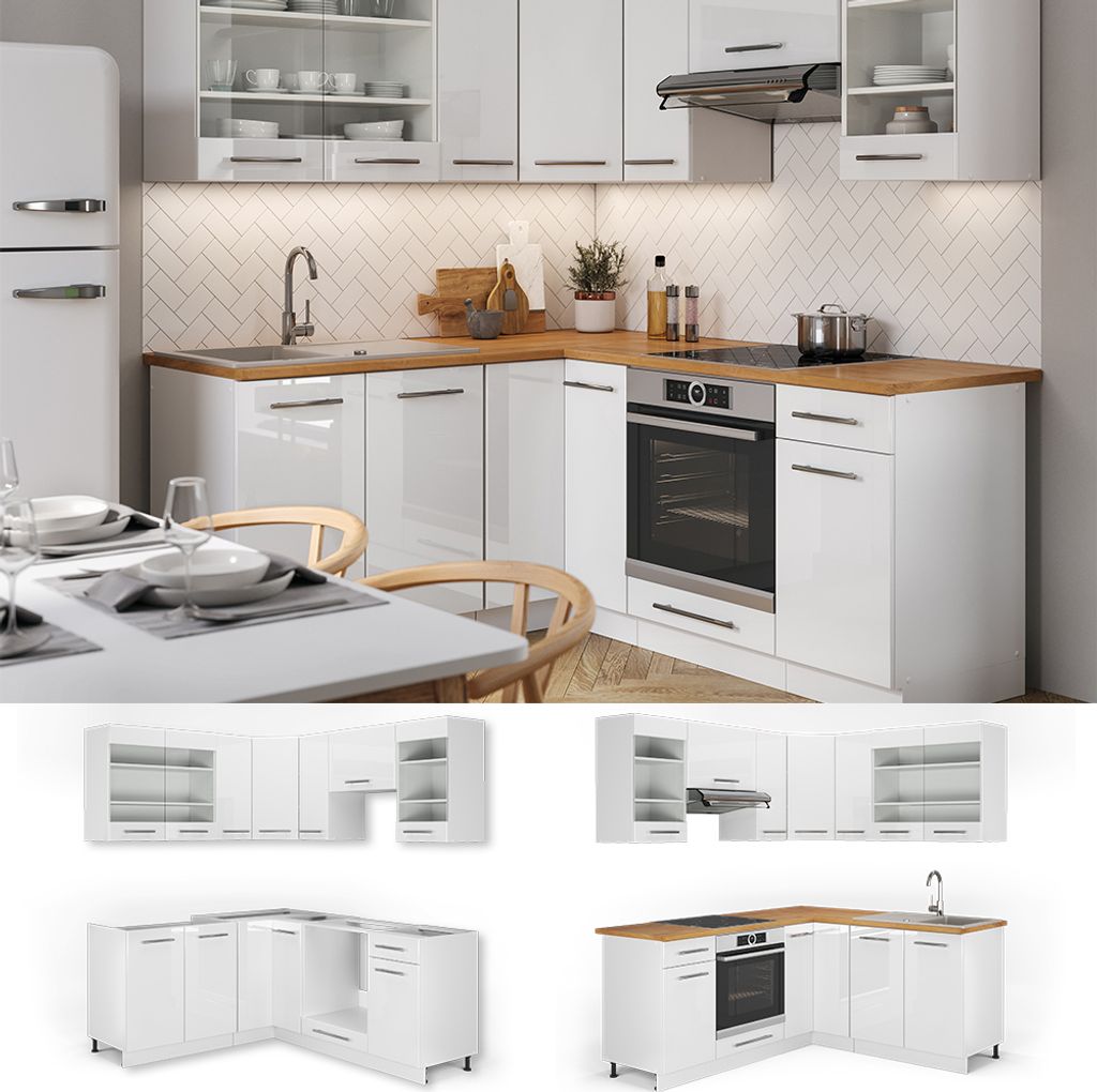Cuisine en angle Cuisine intégrée Fame-Line 190 cm anthracite