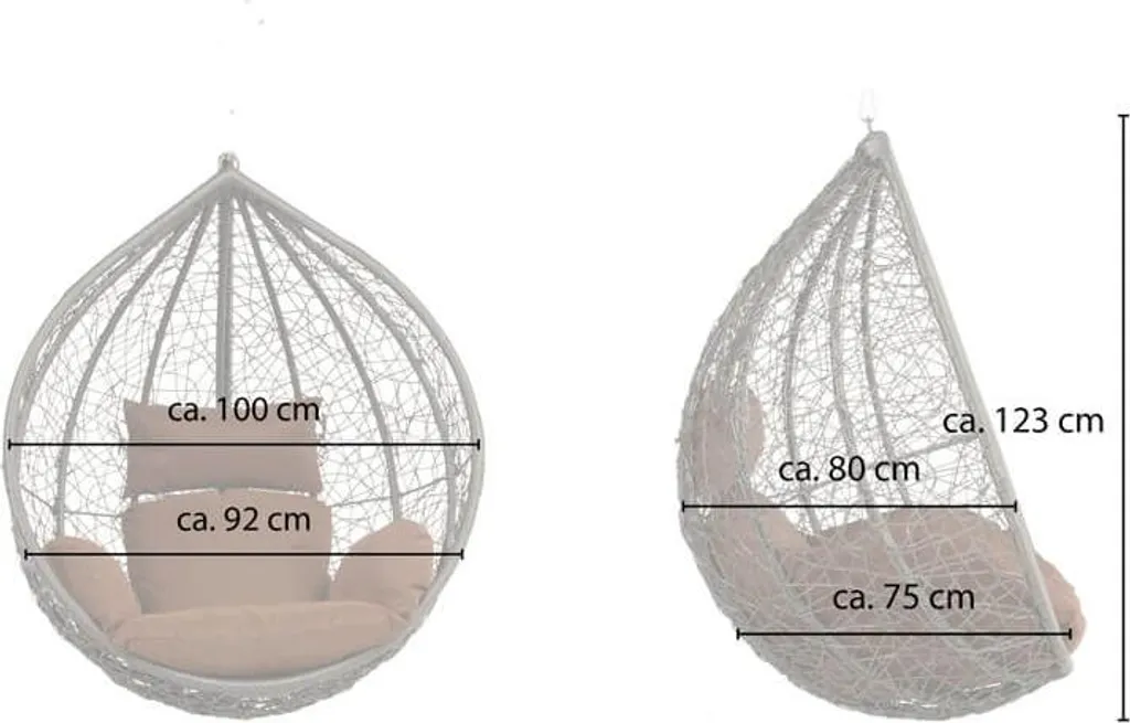 Panier chaise suspendue CIELO en poly rotin résistant aux intempéries