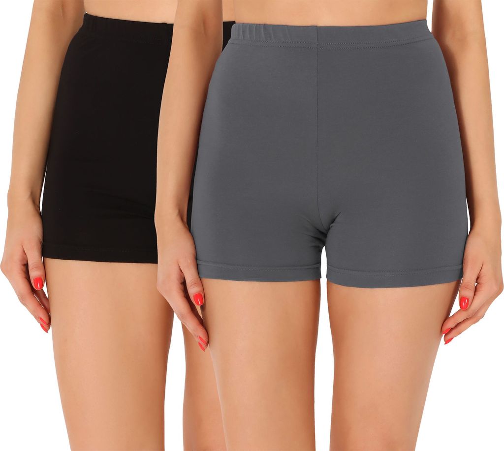 Merry Style Damen Shorts Radlerhose Boxershorts aus Baumwolle 2Pack MS10-358 (Schwarz/Grau (2Pack), XL)