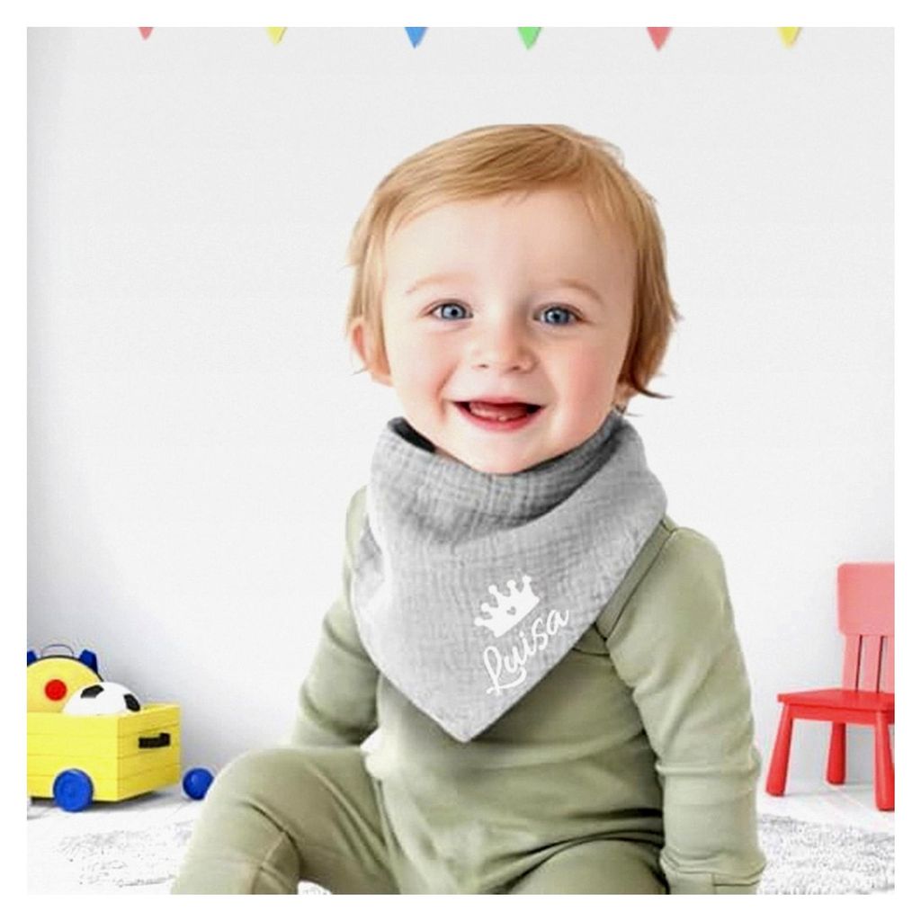 Personalisierbares Baby-Set mit Namen – Dreieckstuch und Kuscheltuch – Weiches Accessoire-Set für Neugeborene und Babys – Unisex, Hautfreund...