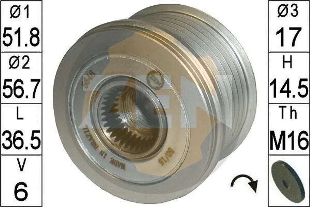 ERA ZN5646 Roue libre d'alternateur OE AM5Q 10A352 AA pour Focus et C-Max