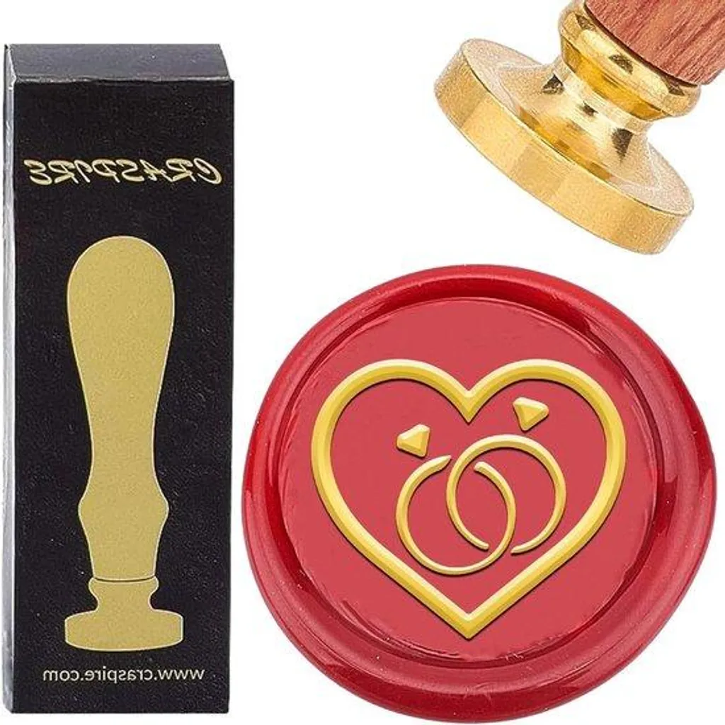 Tampon à cire vintage diamant et bague romantique en laiton doré massif