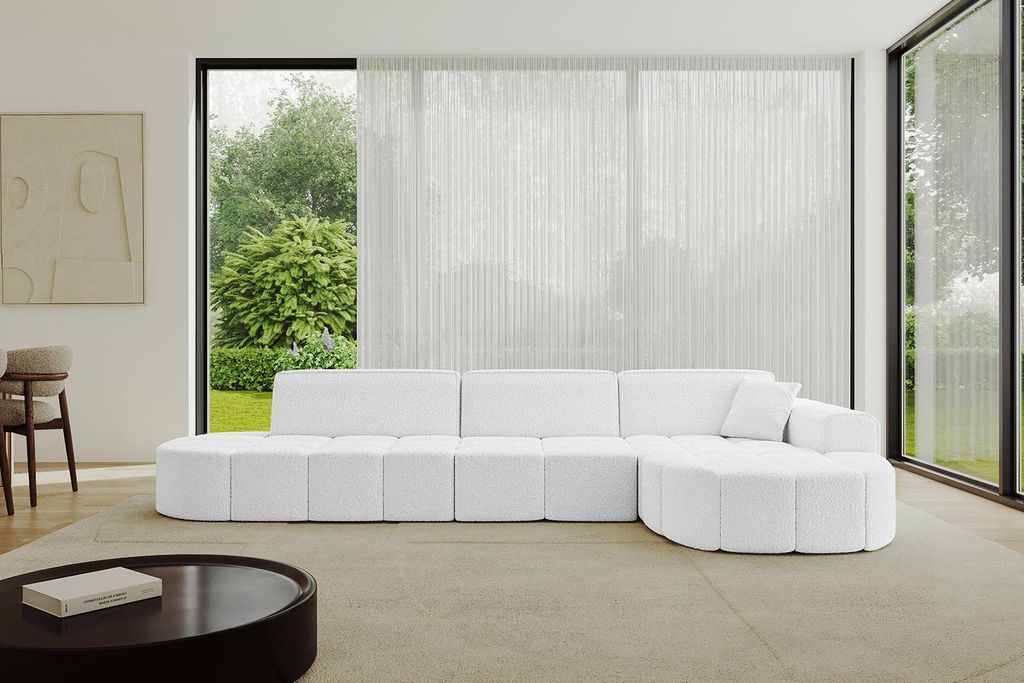 ALTDECOR Ecksofa in L-Form Livo-L2 - 337x173x79,5 Weiß - Corner Sofa Bett Eckcouch Couch Wohnlandschaft Cauchsofa