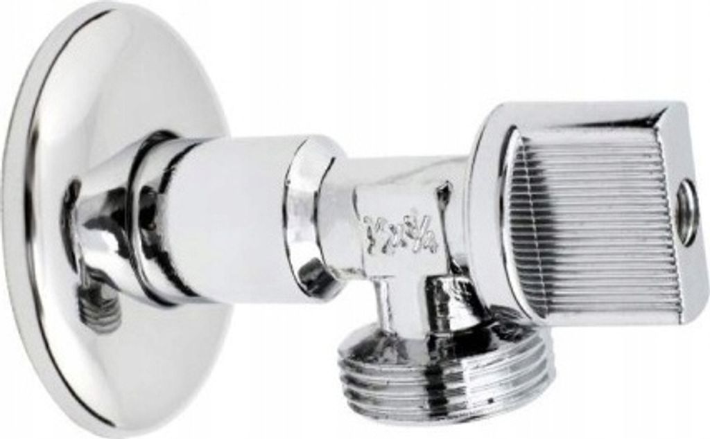 Kugelhahn Mit Winkel Ohne Filter Und Rossette 1/2" - 3/4" In Blisterpackung