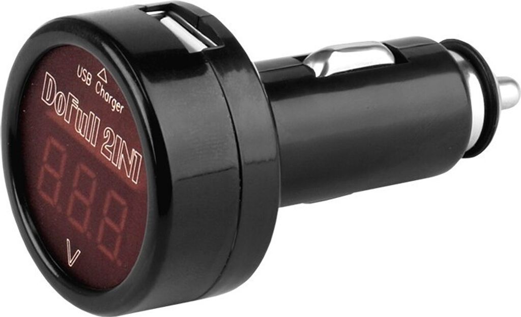 USB-Ladegerät, 2,1 A, für Zigarettenanzünder 12/24 V mit Voltmeter